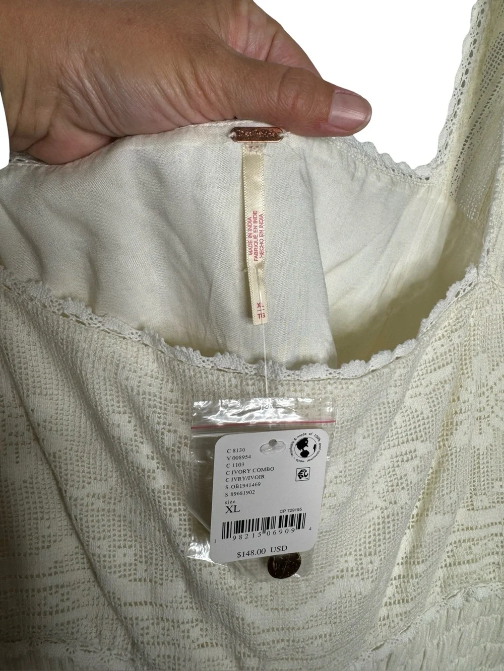 Free People | NWT Heartland Embroidered Bodice Mini Dress in Ivory XL